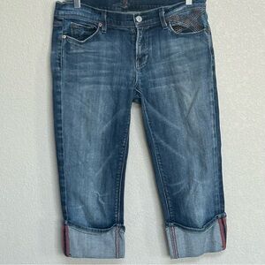 7 For All Mankind Crop Mia Jeans Women’s Size 30 Dark Wash Cuffed Denim USA